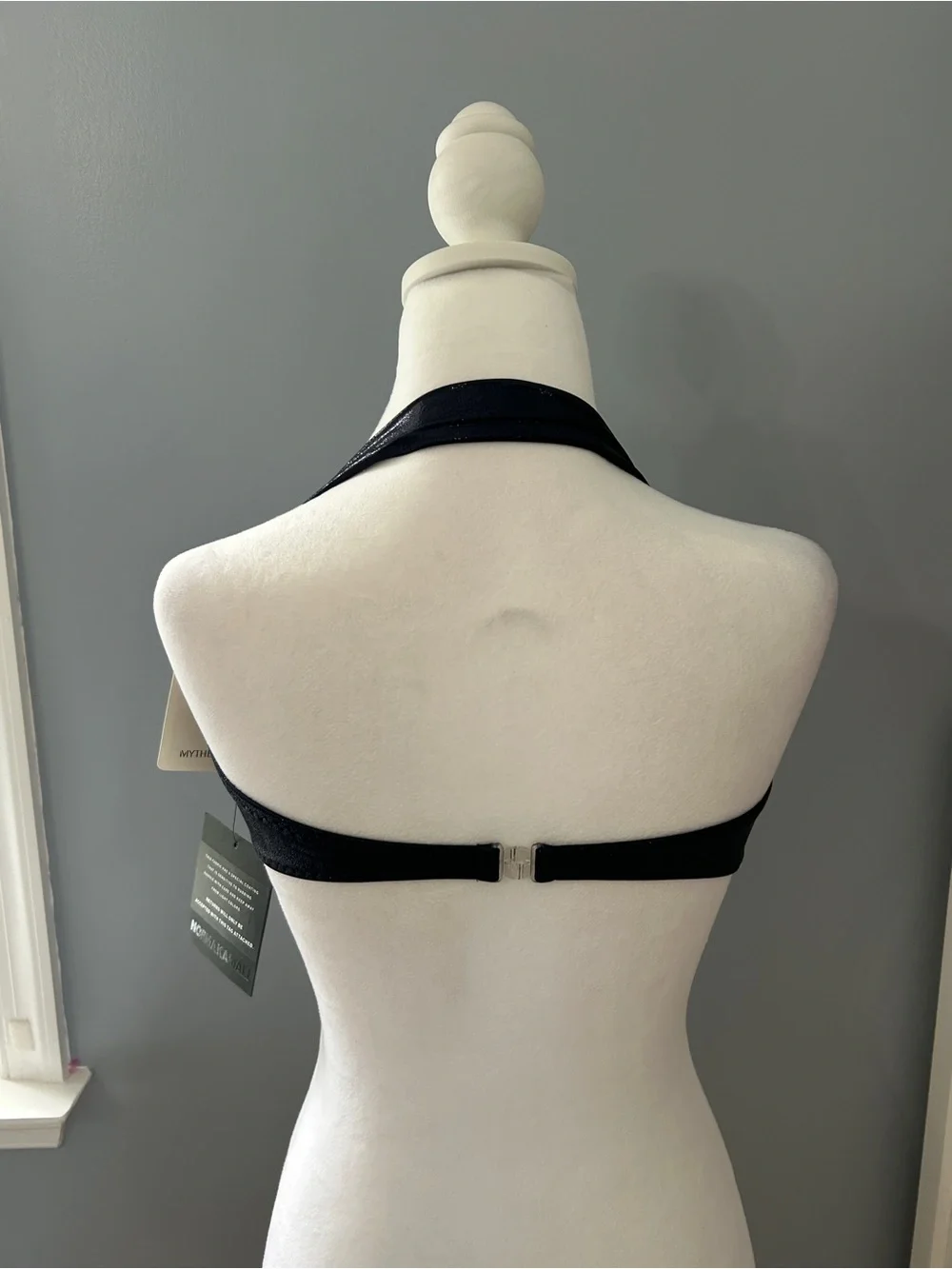 Norma Kamali Bill Bra & Bill Bottom Bikini Set Size S True Navy NWT Metallic - Picture 11 of 12